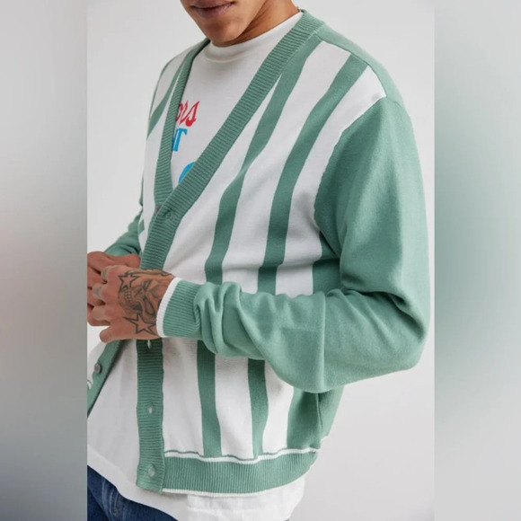 Urban Outfitters Men’s/Unisex‎ Classic Striped Cardigan - Size S - Green - NWOT - Picture 2 of 15